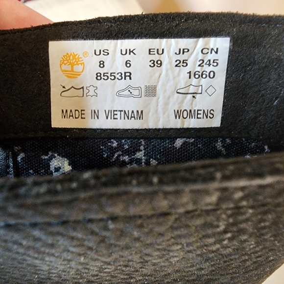 Timberland black suede tall boots heels 8 braid detail - Picture 5 of 11